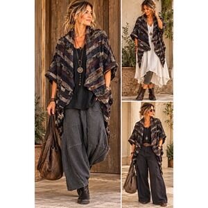 Dress To Kill by Jane Mohr Unstructured Cocoon Sweater Jacket Artsy Lagenlook